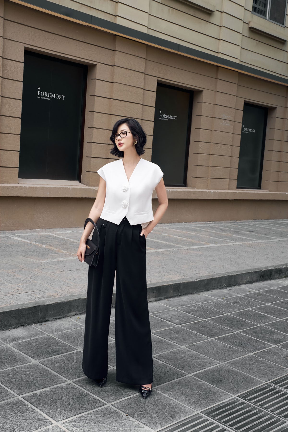 FQD51129 - Quần dài công sở vải tuypxy dáng suông ống đứng khoá thân trước - PANTIO