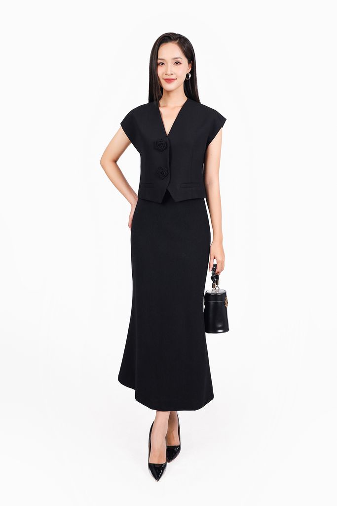 FJD11266 - Chân váy dài công sở vải len co giãn dáng suông thời trang khoá thân sau - PANTIO