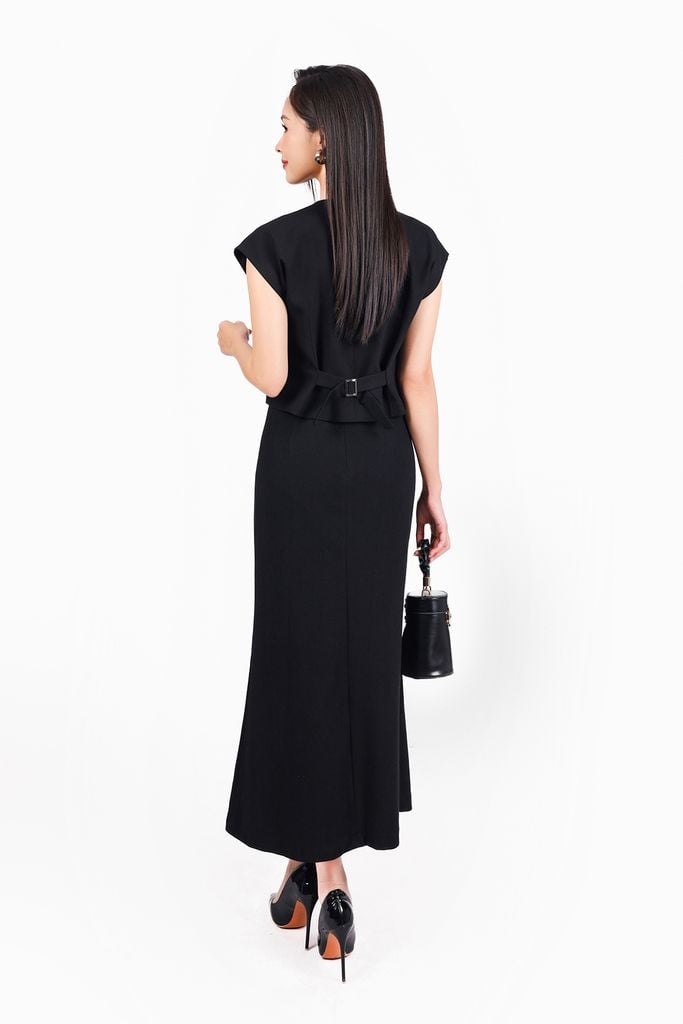 FJD11266 - Chân váy dài công sở vải len co giãn dáng suông thời trang khoá thân sau - PANTIO