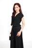 BAK13293 - Áo kiểu công sở vải thô nhung dáng lửng cổ xẻ V vai chờm thân áo đính hoa tạo kiểu - PANTIO