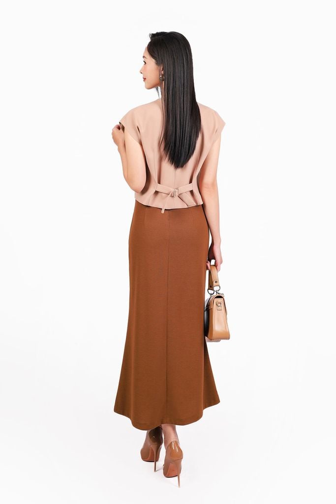 FJD11266 - Chân váy dài công sở vải len co giãn dáng suông thời trang khoá thân sau - PANTIO