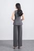 BAK13299 - Áo kiểu công sở vải thô ánh nhũ dáng ôm cổ xẻ sâu không tay ngực áo phối kim loại thời trang - PANTIO