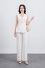 BAK13299 - Áo kiểu công sở vải thô ánh nhũ dáng ôm cổ xẻ sâu không tay ngực áo phối kim loại thời trang - PANTIO