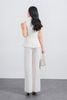 BAK13299 - Áo kiểu công sở vải thô ánh nhũ dáng ôm cổ xẻ sâu không tay ngực áo phối kim loại thời trang - PANTIO