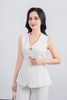 BQD13299 - Quần dài công sở vải thô ánh nhũ dáng suông ống đứng phối ly tạo kiểu - PANTIO