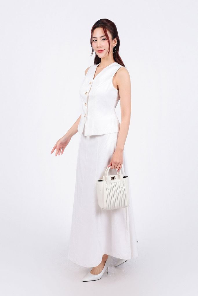 BJD13303 - Chân váy dài dạo phố vải Linen dáng suông cạp chun co giãn - PANTIO
