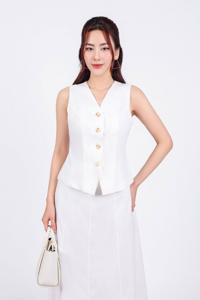 BJD13303 - Chân váy dài dạo phố vải Linen dáng suông cạp chun co giãn - PANTIO