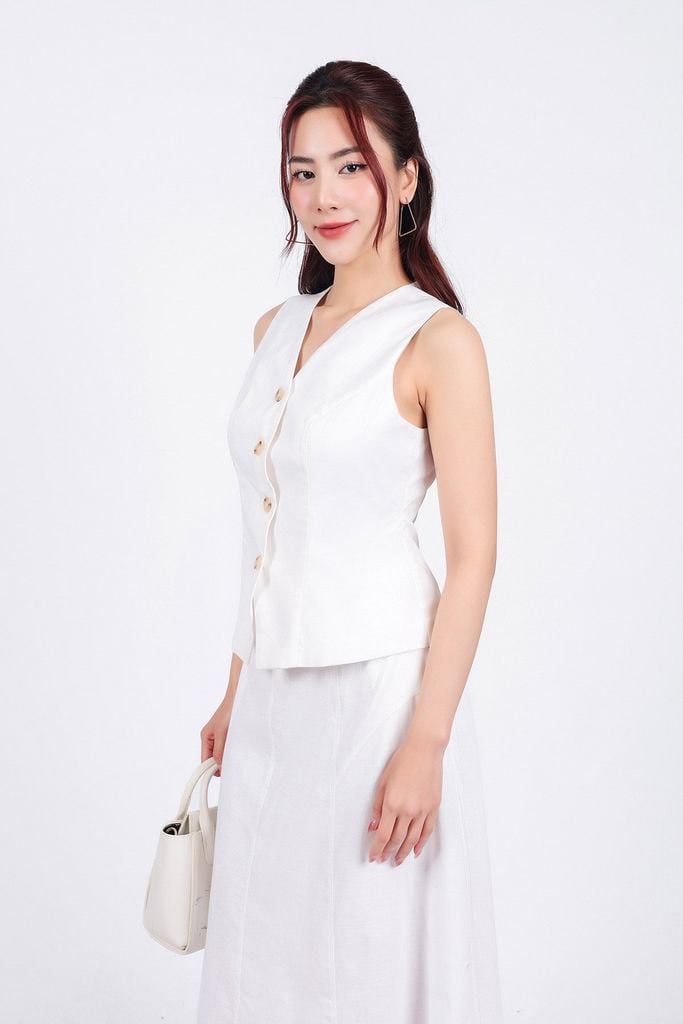 BJD13303 - Chân váy dài dạo phố vải Linen dáng suông cạp chun co giãn - PANTIO