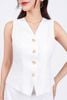 BAK13303 - Áo kiểu dạo phố vải Linen dáng ôm cổ xẻ V không tay thân áo đính khuy tạo kiểu - PANTIO