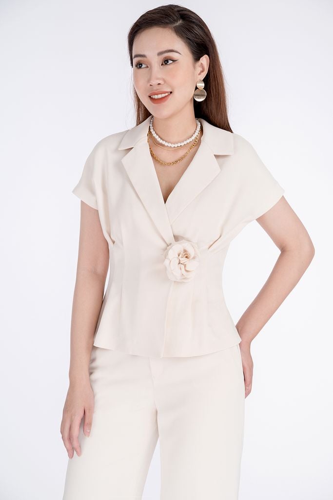 Áo sơ mi kiểu chất liệu tuýt-si ngắn tay BAK32438 - PANTIO