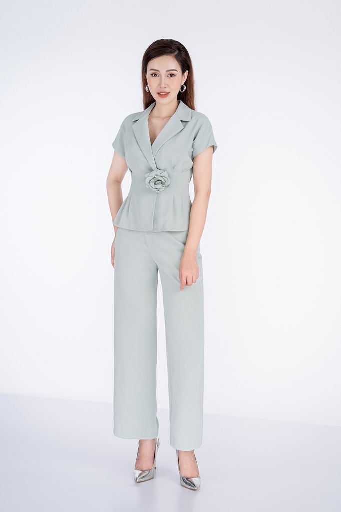 Áo sơ mi kiểu chất liệu tuýt-si ngắn tay BAK32438 - PANTIO