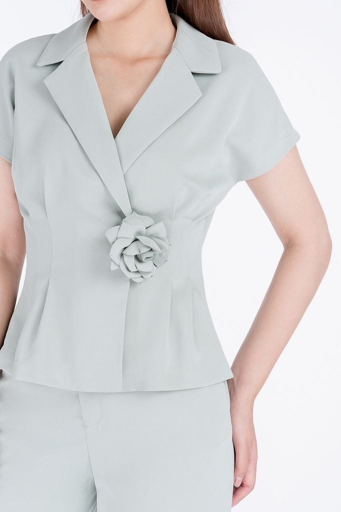 Áo sơ mi kiểu chất liệu tuýt-si ngắn tay BAK32438 - PANTIO