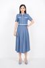 BAK32610 - Áo kiểu vải thô dáng croptop cổ đức thân phối vải đính khuy bọc - Pantio.vn