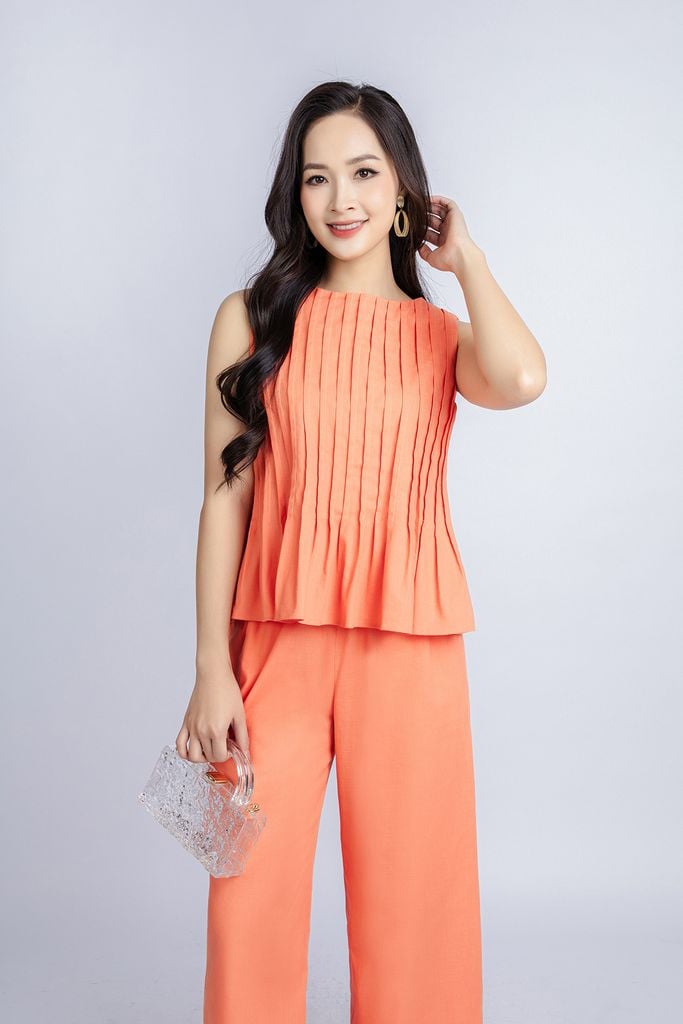 BQG33018 - Quần dạo phố vải linen dáng suông ống rộng cạp chun - PANTIO