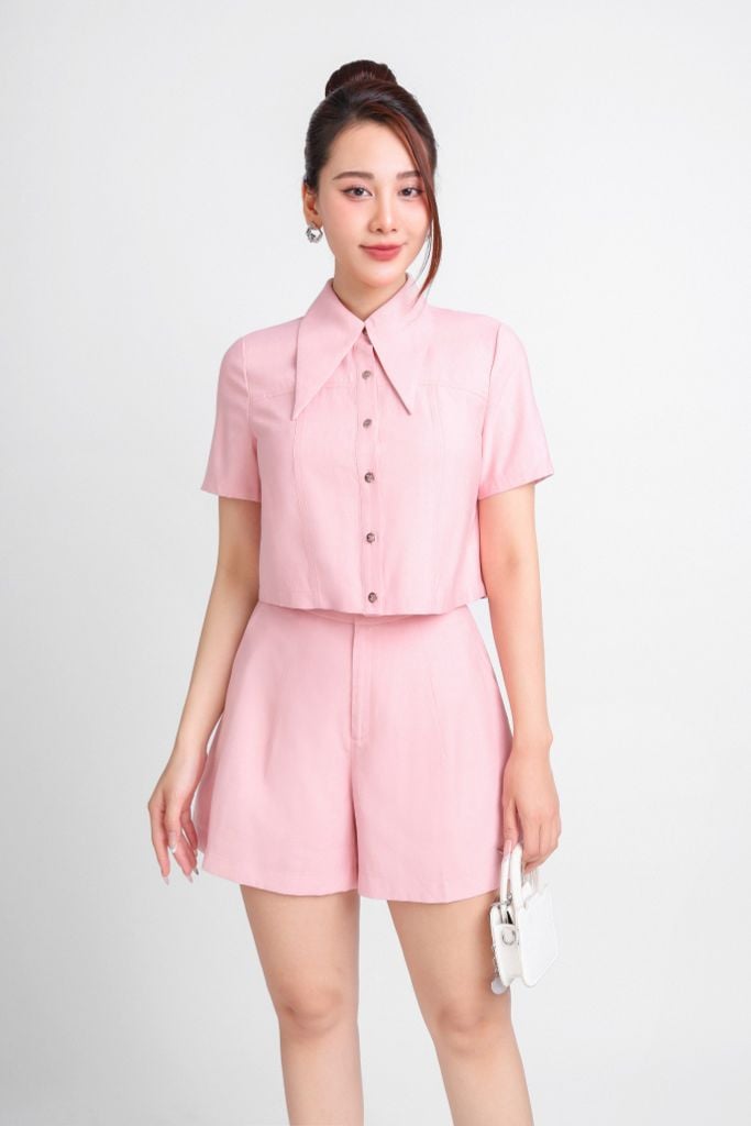 BQN33062 - Quần short dạo phố vải thô dáng suông ống rộng có túi hai bên hông - PANTIO