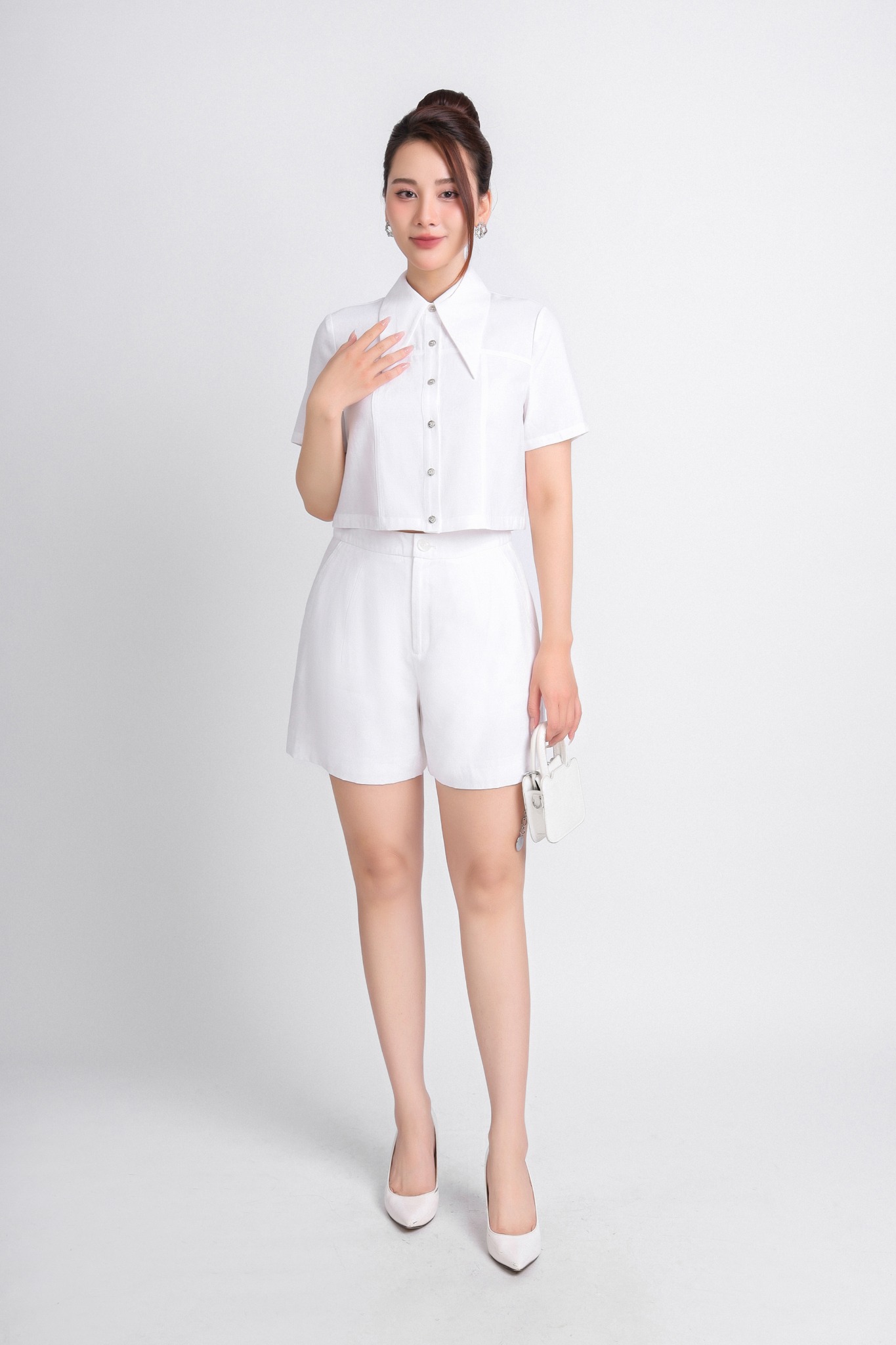 BQN33062 - Quần short dạo phố vải thô dáng suông ống rộng có túi hai bên hông - PANTIO