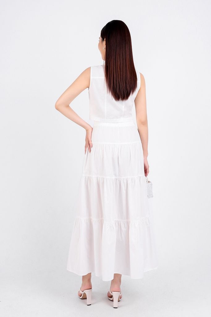 BAK33071 - Áo kiểu dạo phố vải kaki dáng croptop cổ đức cài khuy thân trước - PANTIO