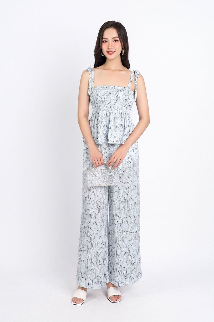 BQD33080 - Quần dạo phố vải lụa xốp dáng suông dài cạp chun - PANTIO