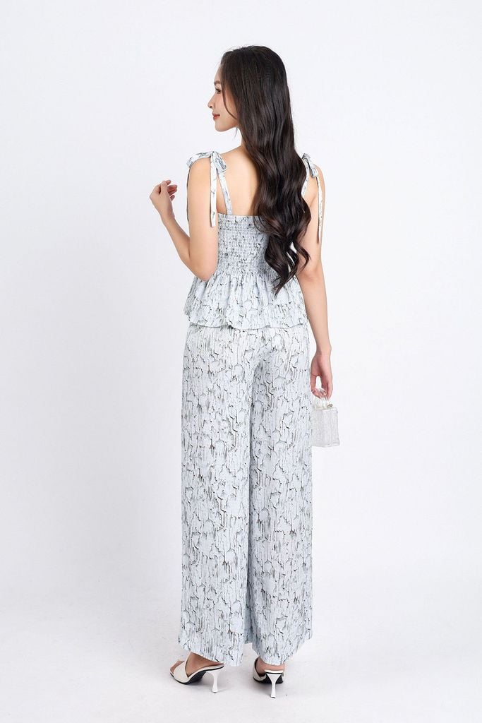 BAK33080 - Áo hai dây kiểu dạo phố vải lụa xốp dáng xoè bo chun ngực thân áo xếp ly nhẹ - PANTIO