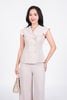 BAK33095 - Áo kiểu công sở vải tuyp xy dáng ôm cổ V vai chờm thân áo phối khuy bọc tạo kiểu - PANTIO