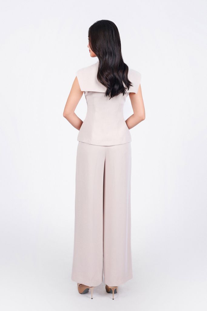 BQD33095 - Quần dài công sở vải tuytsi dáng suông ống đứng cạp đính nắp túi ốp tạo kiểu khóa thân trước - PANTIO