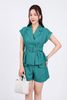 BQN33101 - Quần short vải thô đũi dáng suông thân đính nắp túi ốp tạo kiểu - PANTIO