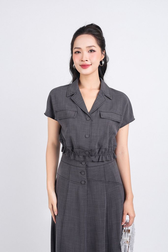 BJD33106 - Chân váy công sở vải tuytsi dáng suông cài khuy thân trước - PANTIO