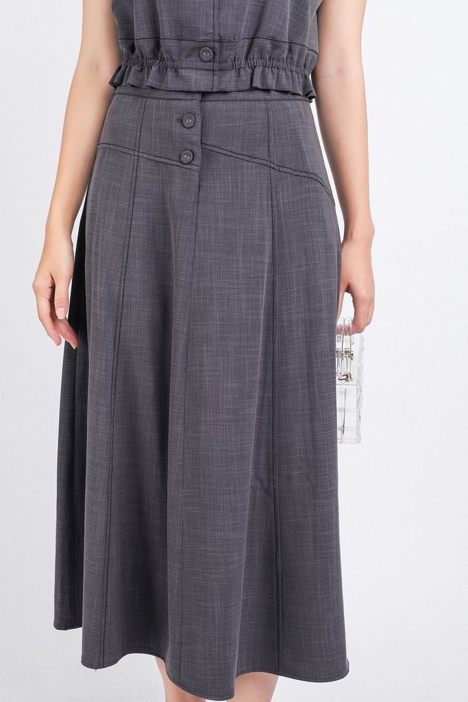 BJD33106 - Chân váy công sở vải tuytsi dáng suông cài khuy thân trước - PANTIO