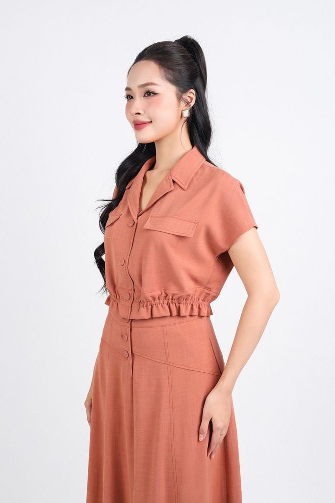 BJD33106 - Chân váy công sở vải tuytsi dáng suông cài khuy thân trước - PANTIO