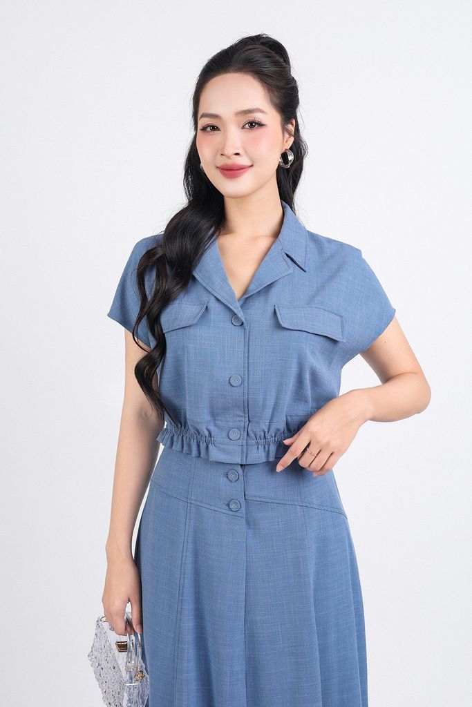 BJD33106 - Chân váy công sở vải tuytsi dáng suông cài khuy thân trước - PANTIO