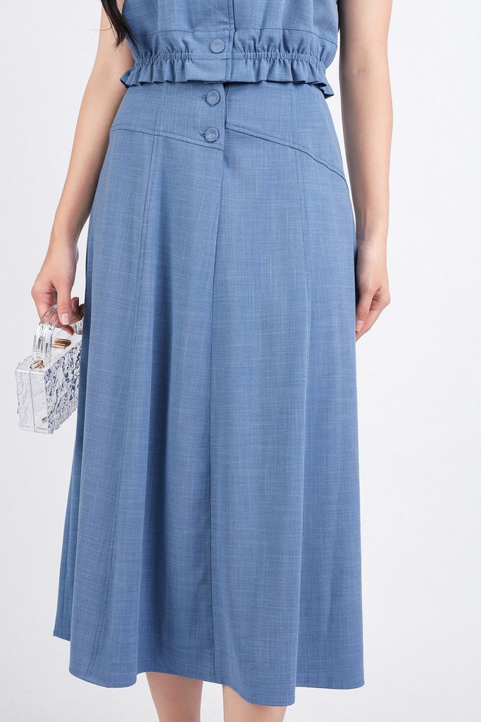 BJD33106 - Chân váy công sở vải tuytsi dáng suông cài khuy thân trước - PANTIO