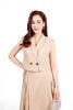 BAK33425 - Áo kiểu công sở vải linen dáng lửng cổ hai ve vai chờm có đệm vai thân thân áo đính khuy tạo kiểu - PANTIO