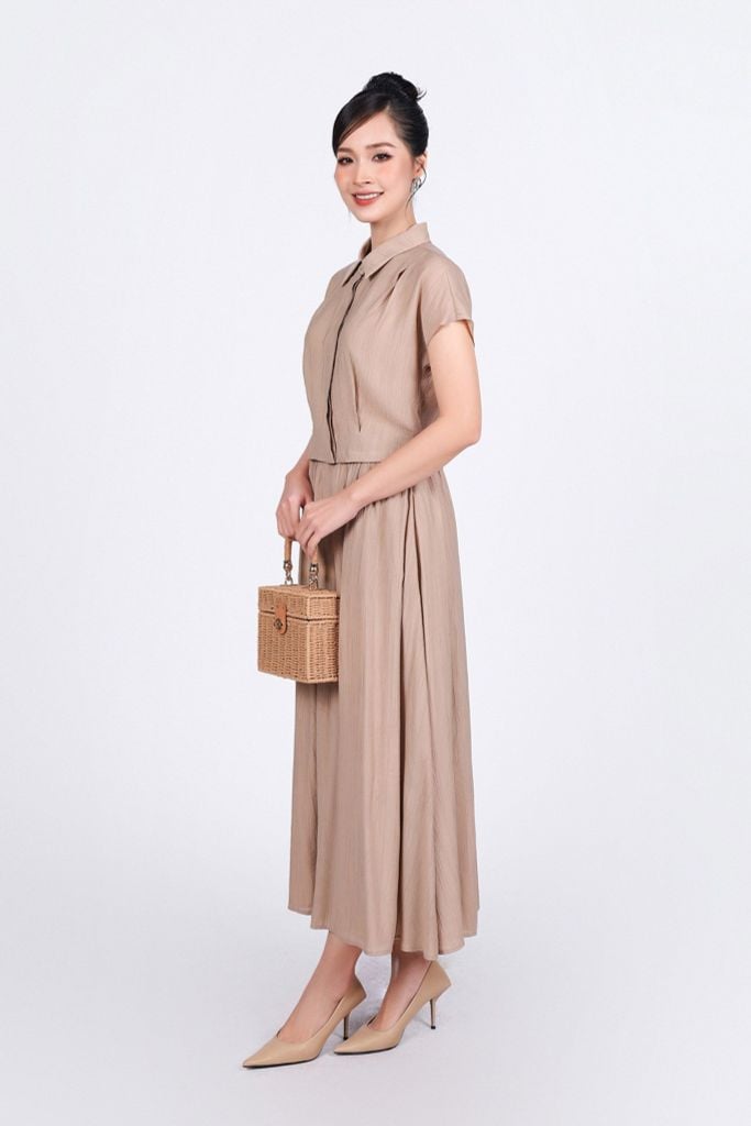 BJD33442 - Chân váy dài vải thô nhăn mỏng dáng suông cạp chun co giãn - PANTIO