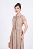 BAK33442 - Áo kiểu công sở vải thô nhăn mỏng dáng lửng cổ đức vai chờm cài khuy thân trước - PANTIO