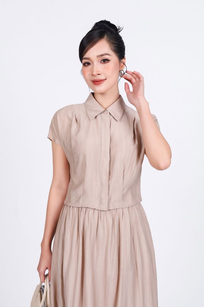 BJD33442 - Chân váy dài vải thô nhăn mỏng dáng suông cạp chun co giãn - PANTIO