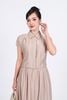 BAK33442 - Áo kiểu công sở vải thô nhăn mỏng dáng lửng cổ đức vai chờm cài khuy thân trước - PANTIO
