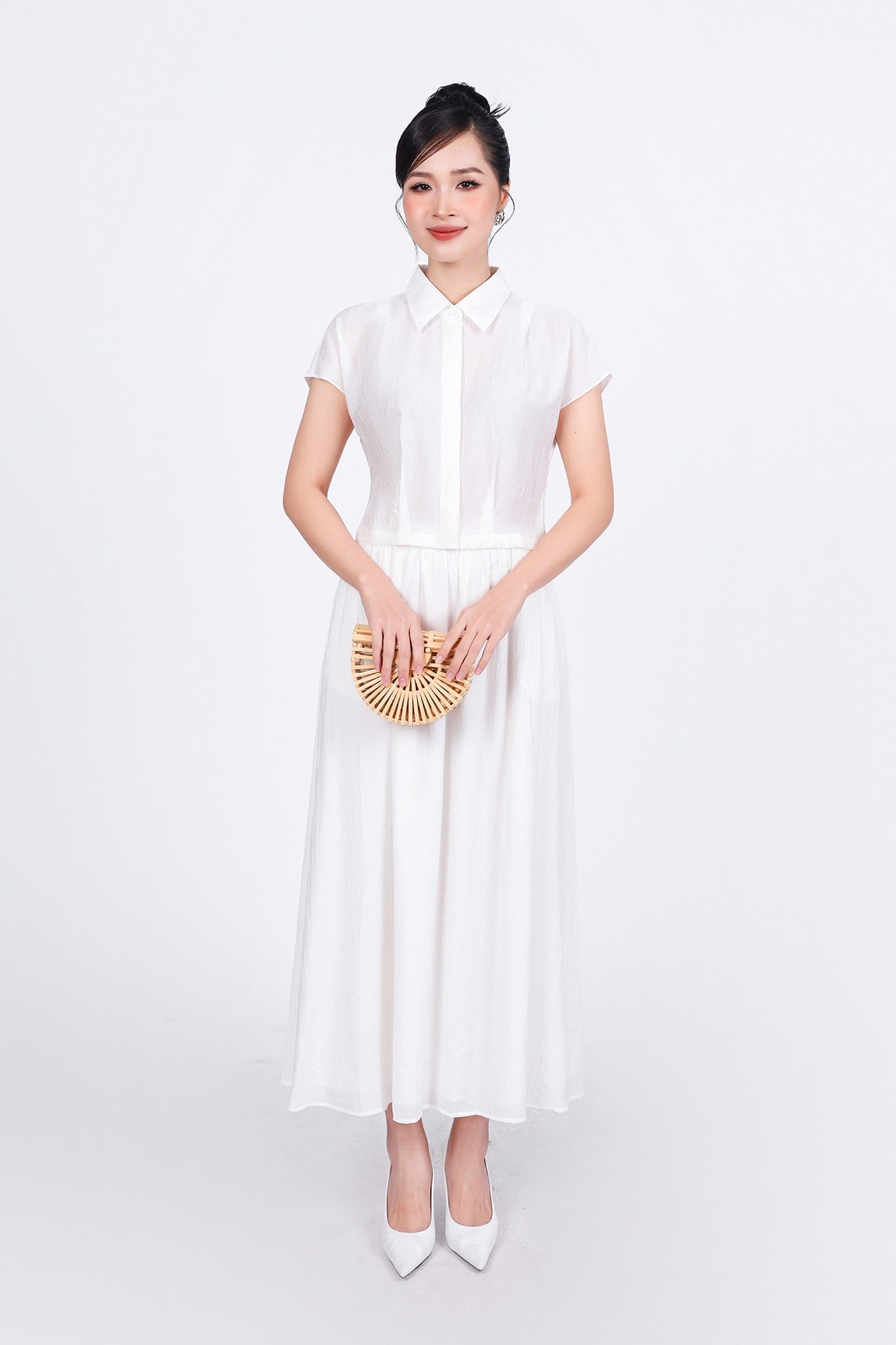 BJD33442 - Chân váy dài vải thô nhăn mỏng dáng suông cạp chun co giãn - PANTIO