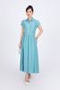 BAK33442 - Áo kiểu công sở vải thô nhăn mỏng dáng lửng cổ đức vai chờm cài khuy thân trước - PANTIO
