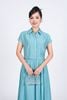 BAK33442 - Áo kiểu công sở vải thô nhăn mỏng dáng lửng cổ đức vai chờm cài khuy thân trước - PANTIO