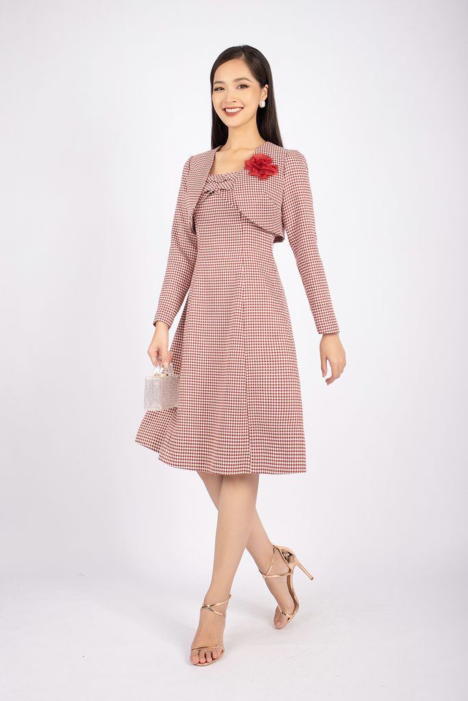 BAK72680 - Áo khoác dạo phố vải dạ dáng croptop vạt tròn tay dài - PANTIO