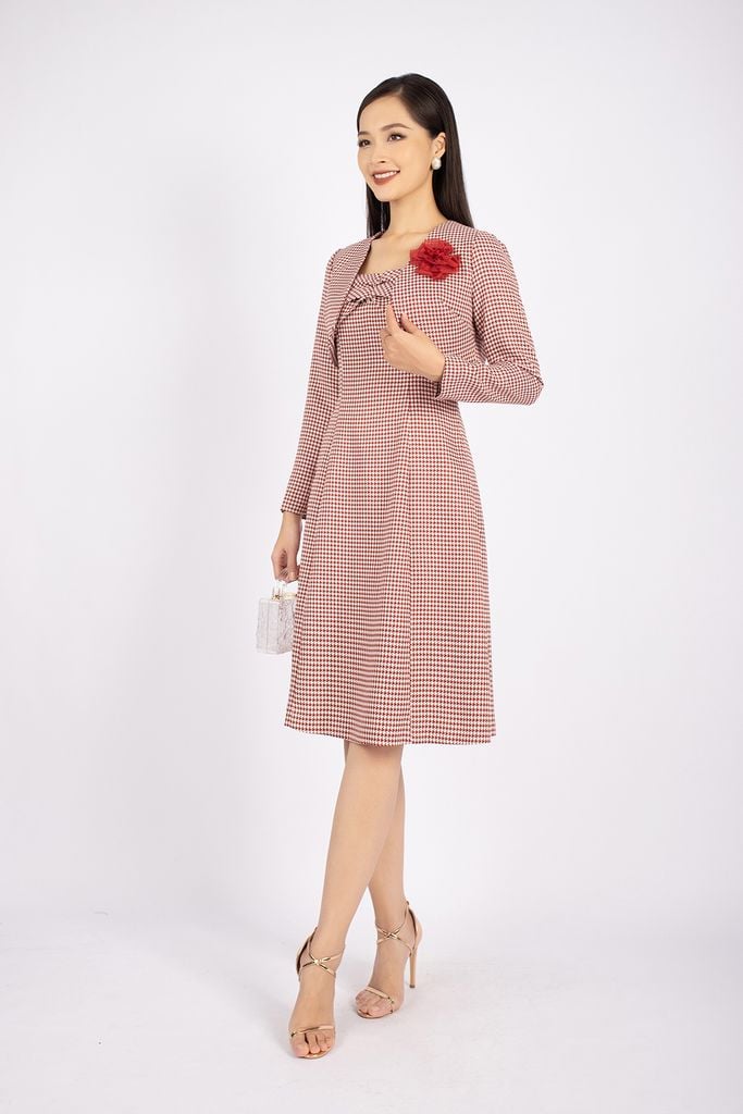 BAK72680 - Áo khoác dạo phố vải dạ dáng croptop vạt tròn tay dài - PANTIO