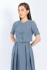 BJD72695 - Chân váy midi công sở vải thô đũi dáng xòe xếp nếp hai bên hông dài qua gối - PANTIO