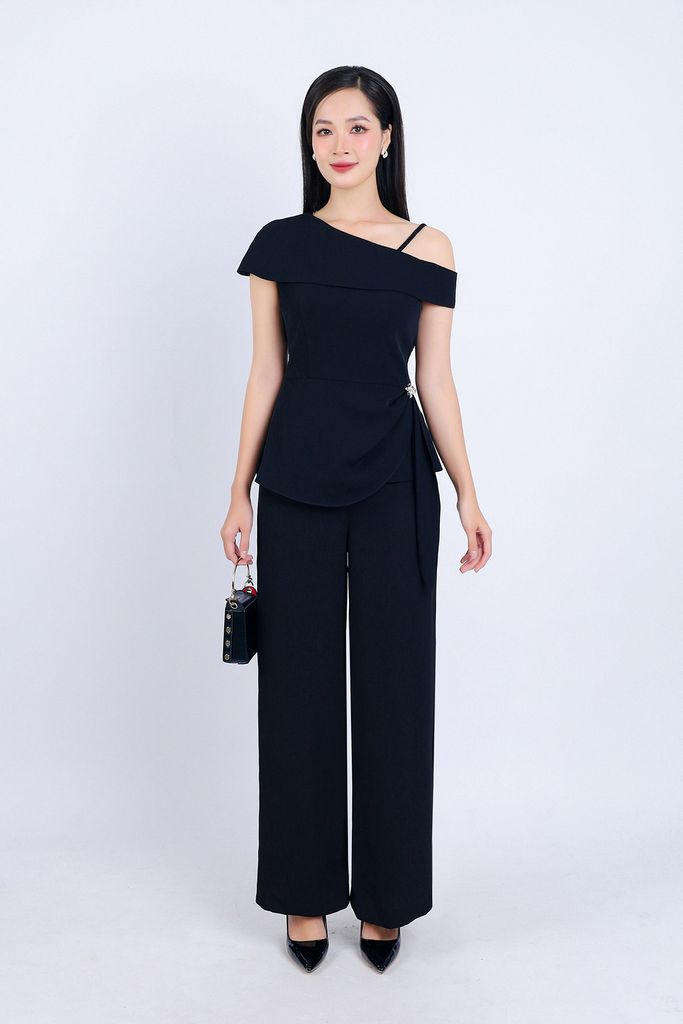 BQD73182 - Quần công sở vải tuytsi dáng suông dài khoá thân sau - PANTIO