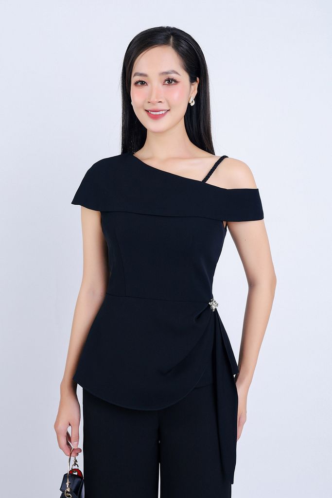 BQD73182 - Quần công sở vải tuytsi dáng suông dài khoá thân sau - PANTIO