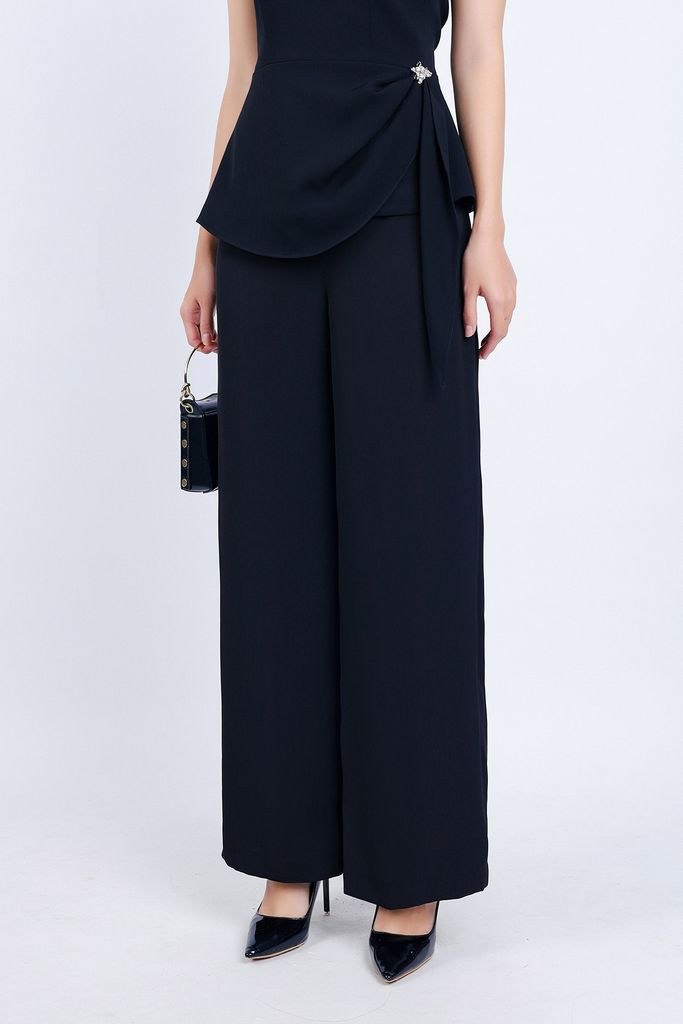 BQD73182 - Quần công sở vải tuytsi dáng suông dài khoá thân sau - PANTIO