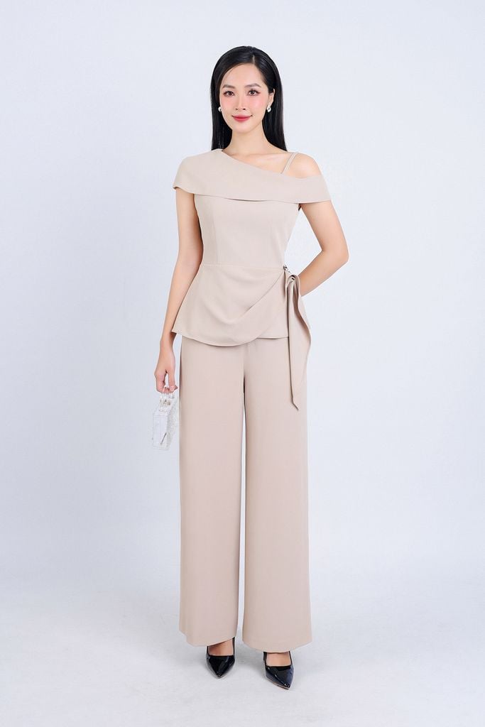 BQD73182 - Quần công sở vải tuytsi dáng suông dài khoá thân sau - PANTIO