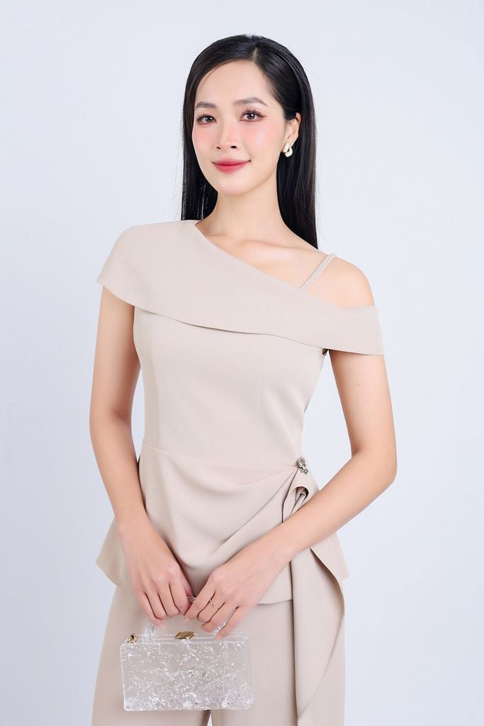 BQD73182 - Quần công sở vải tuytsi dáng suông dài khoá thân sau - PANTIO