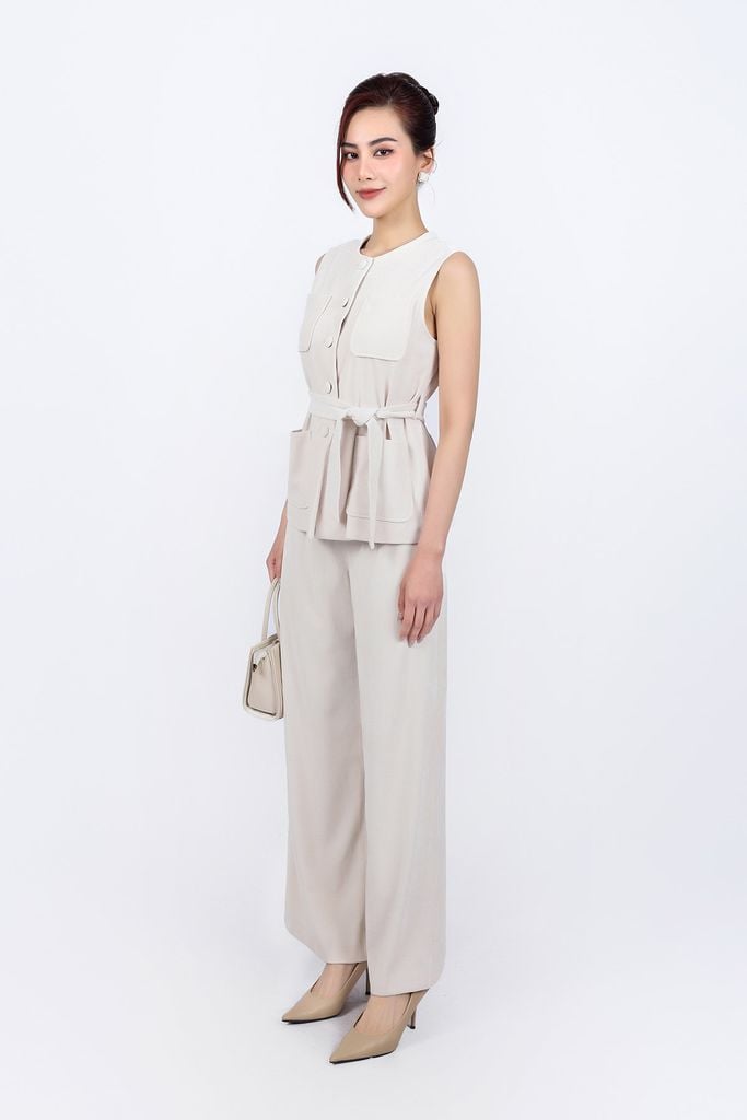 BQD93250 - Quần dài vải nhung dáng suông lưng phối chun co giãn khóa thân trước - PANTIO