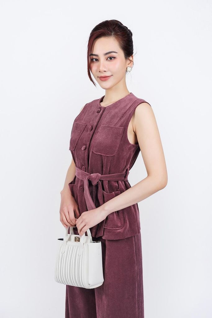 BQD93250 - Quần dài vải nhung dáng suông lưng phối chun co giãn khóa thân trước - PANTIO