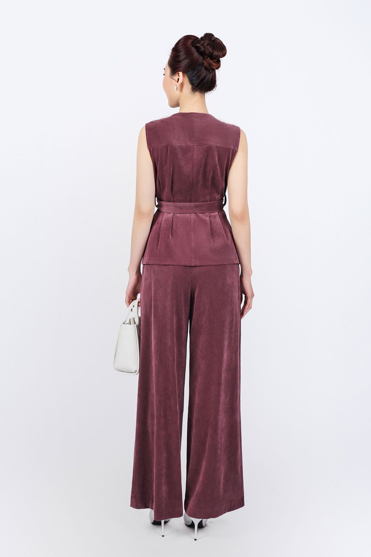 BQD93250 - Quần dài vải nhung dáng suông lưng phối chun co giãn khóa thân trước - PANTIO